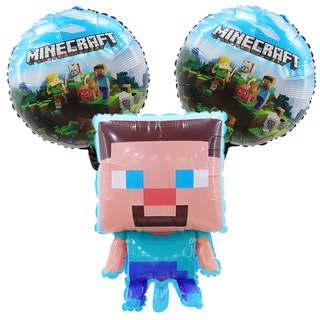 Minecraft Steve 鋁箔氣球 My World Action Craft Figures Pixel 男孩和