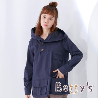 betty’s貝蒂思(05)多口袋純色連帽上衣(深藍)