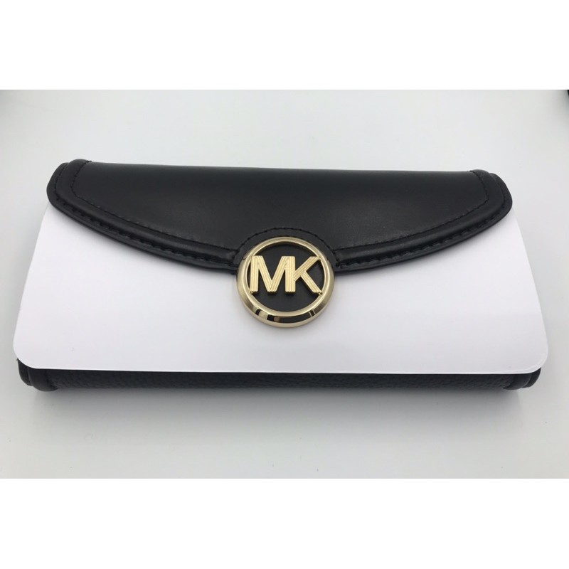 Michael kors MK 圓Logo掀蓋黑色長夾 翻蓋信封長夾