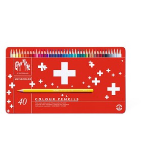 【板橋酷酷姐美術】CARAN d' ACHE卡達水性色鉛筆 40色 Swiss Color 瑞士國旗紅色包裝 水彩色鉛筆