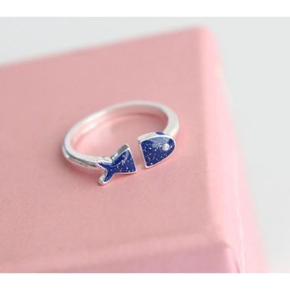 小魚開口戒指 星空開口戒指 開口戒指 戒指 藍色戒指 小魚戒指 金魚戒指 動物戒指 可愛戒指【你的菜】