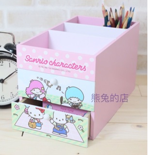 限量優惠 《熊兔的店 》正版授權 木製 Hello kitty 桌上收納盒 收納櫃 筆筒 SY-1020