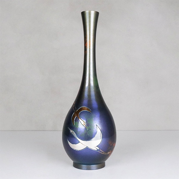 中村武郎作 鍛銅 花器 銘「月夜」 共箱 V R3784B