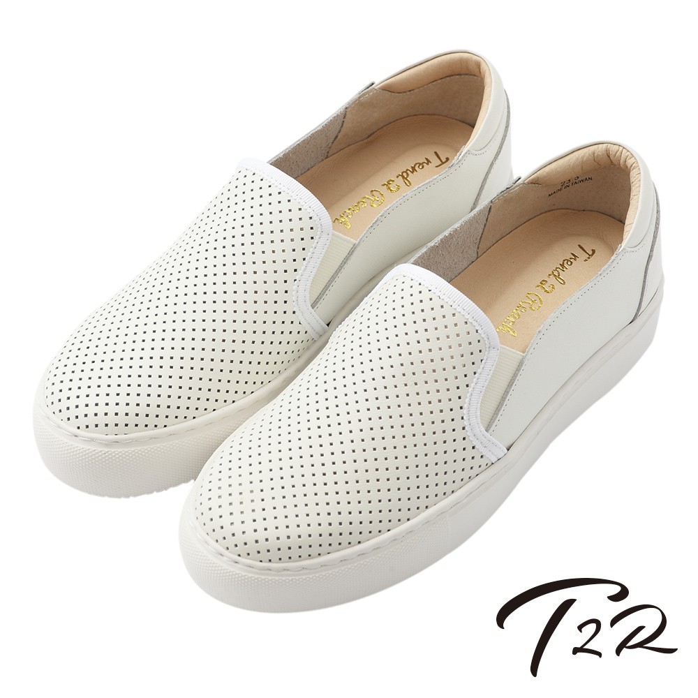 【T2R】特價出清-真皮手工透氣舒適懶人鞋-白-5220-1818-激瘦5Kg黃金比例