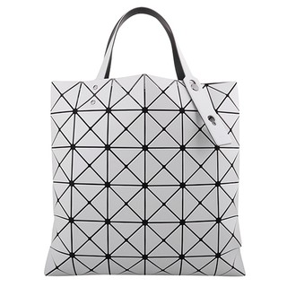 ISSEY MIYAKE BAOBAO- 透光幾何方格6x6皮質手提包(淺灰)霧面
