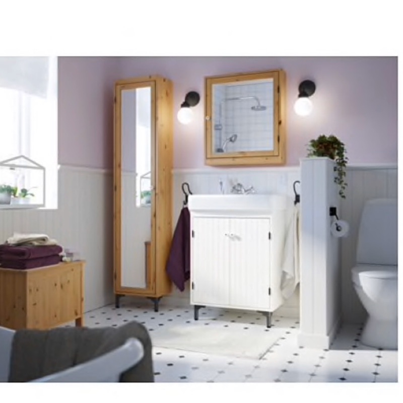 IKEA 實心松木鏡櫃/可當書櫃 收納櫃 浴室 更衣室適用
