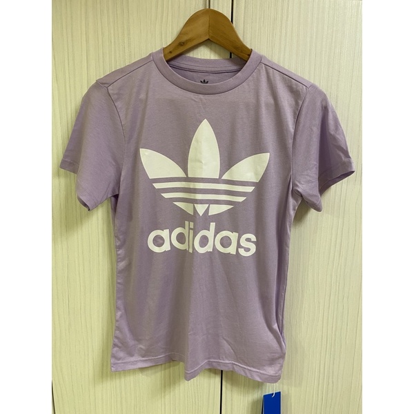 Adidas original 愛迪達 三葉草 紫色短袖 T恤 女生 大童 152公分