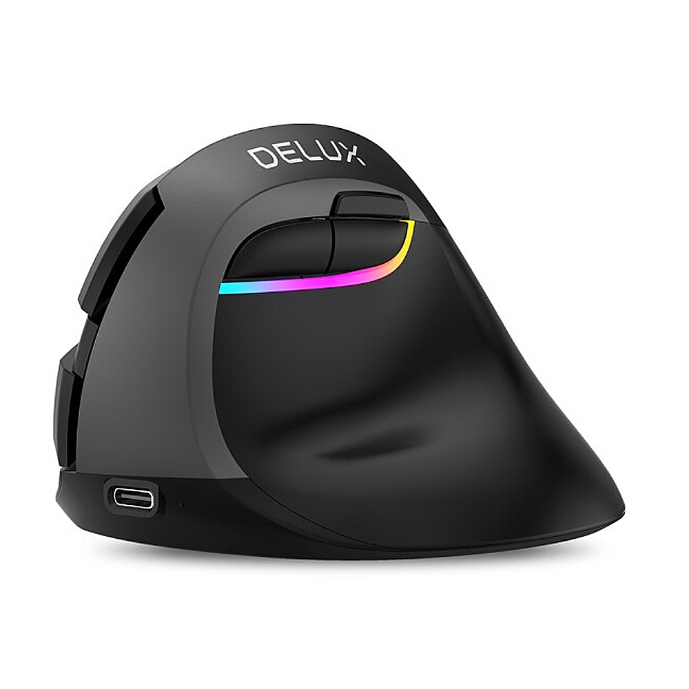 【二手】DeLUX M618mini 雙模垂直靜音無線光學滑鼠 (可使用藍牙或接收器連接)- 經典黑