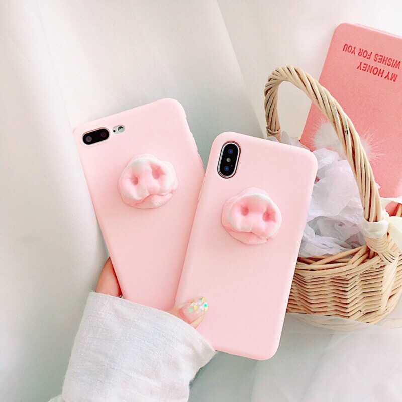 現貨💗全新I phone X 🐽立體粉紅豬鼻子磨砂手機殼有趣交換禮物