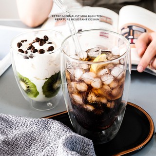 【現貨】耐熱雙層玻璃杯250ML-600ML 雙層杯蛋形水杯透明隔熱花茶杯咖啡杯果汁杯☆杯盤囊集COLOUR選物