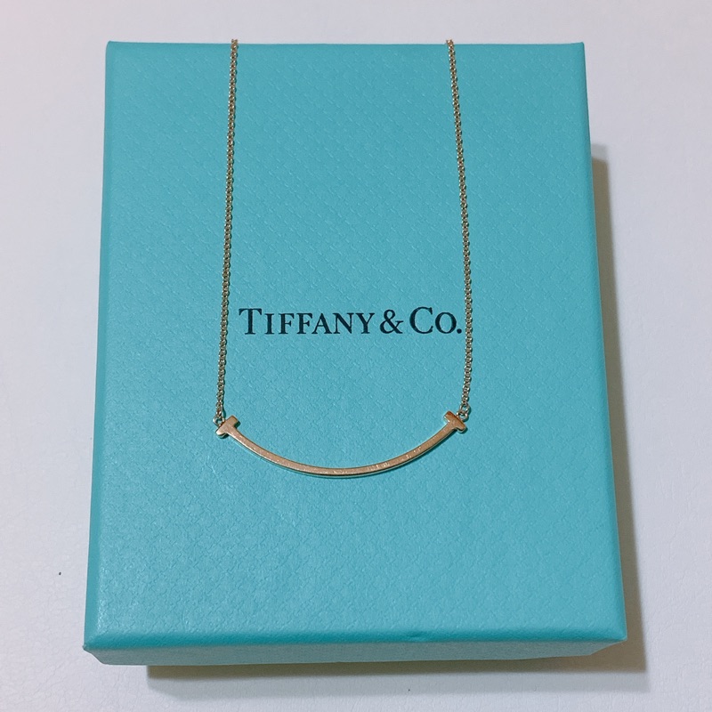 【保證真品】Tiffany &amp; Co. T smile 玫瑰金微笑項鍊 k金