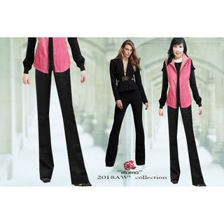 FASHION STAR*iitomoMIT~冬臺製獨家輕保暖~歐洲進口80%羊毛~暴瘦大腿腿長黑色小喇叭褲XS~EL