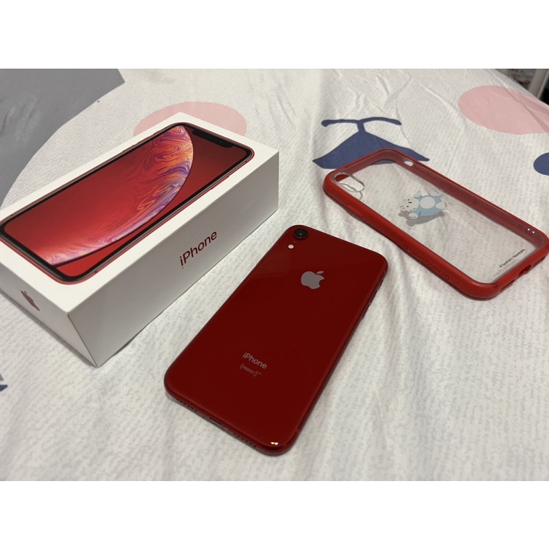 【二手iPhone出清免運】iPhone XR 64g 紅(附白白犀牛盾殼)