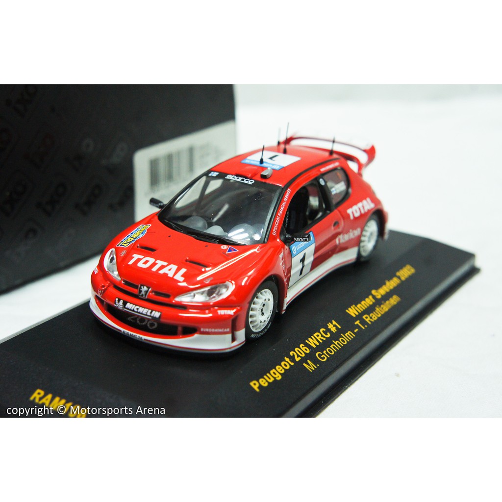 【絕版現貨】1:43 IXO Peugeot 206 WRC Sweden 2003 冠軍