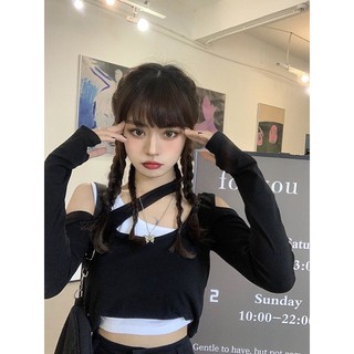 MAX BLACK 最跩少女🔥簍空黑白假兩件 J05