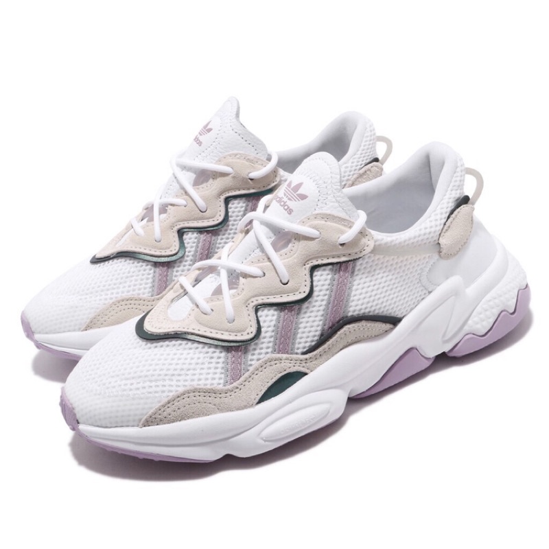 ADIDAS ORIGINALS OZWEEGO 白灰紫 老爹 復古 麂皮 網布 拼接 女鞋 EG9204
