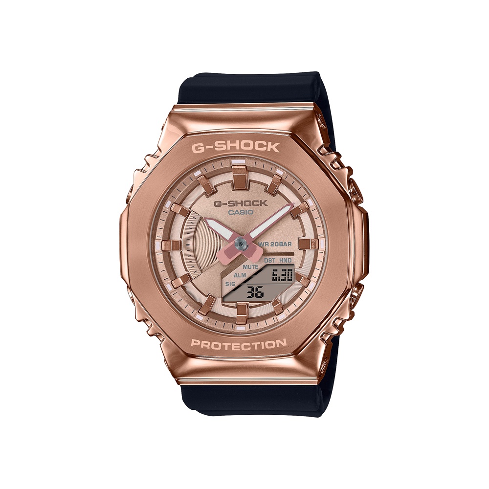 CASIO卡西歐 G-SHOCK 時尚 玫瑰金 八角形金屬錶殼  GM-S2100PG-1A4_40.4mm