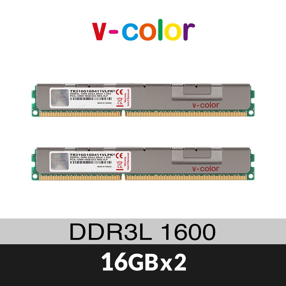 v-color 全何 DDR3 1600 32GB(16GBX2) VLP R-DIMM 伺服器專用記憶體