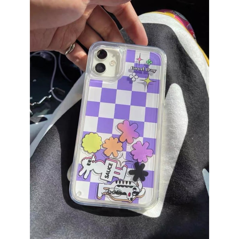 代購dgs 紫色經典流動棋盤格手機殼 蝦皮購物