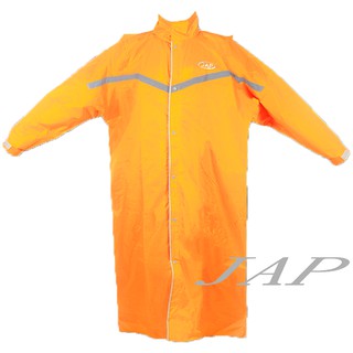JAP YW-R301 尼龍全開雨衣 橘色 袖口調整 安全反光條 三層防水 連身雨衣
