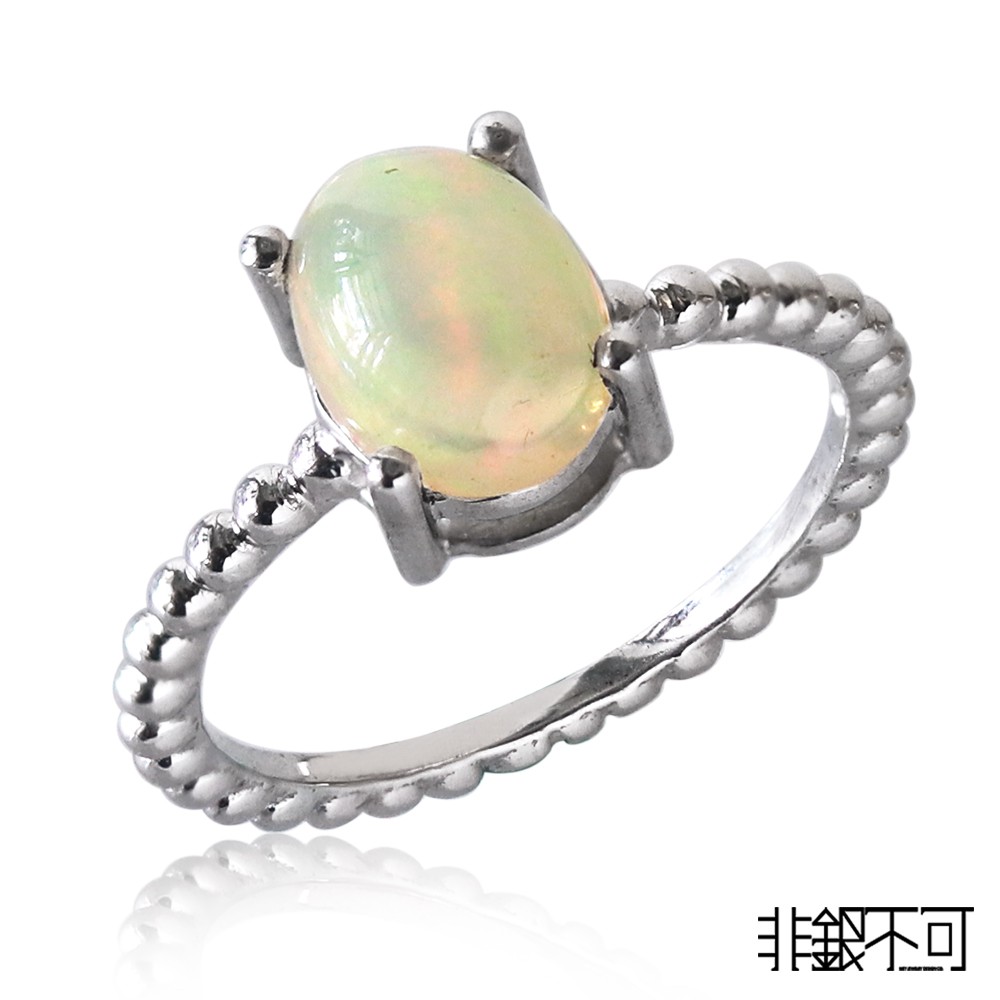 【非銀不可】天然 蛋白石 麻花 純銀戒指(蛋白石 Opal)