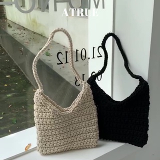 【絕版品清倉⚠️】編織包 手工編織包 黑白2色 毛線包 肩揹包 針織包 沙灘包 渡假包 小方包