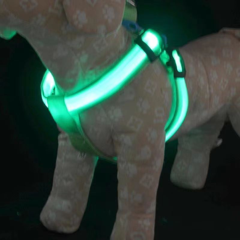 狗狗發光牽引繩  USB充電  背心式LED 胸背牽引繩 寵物發光狗繩  寵物用品
