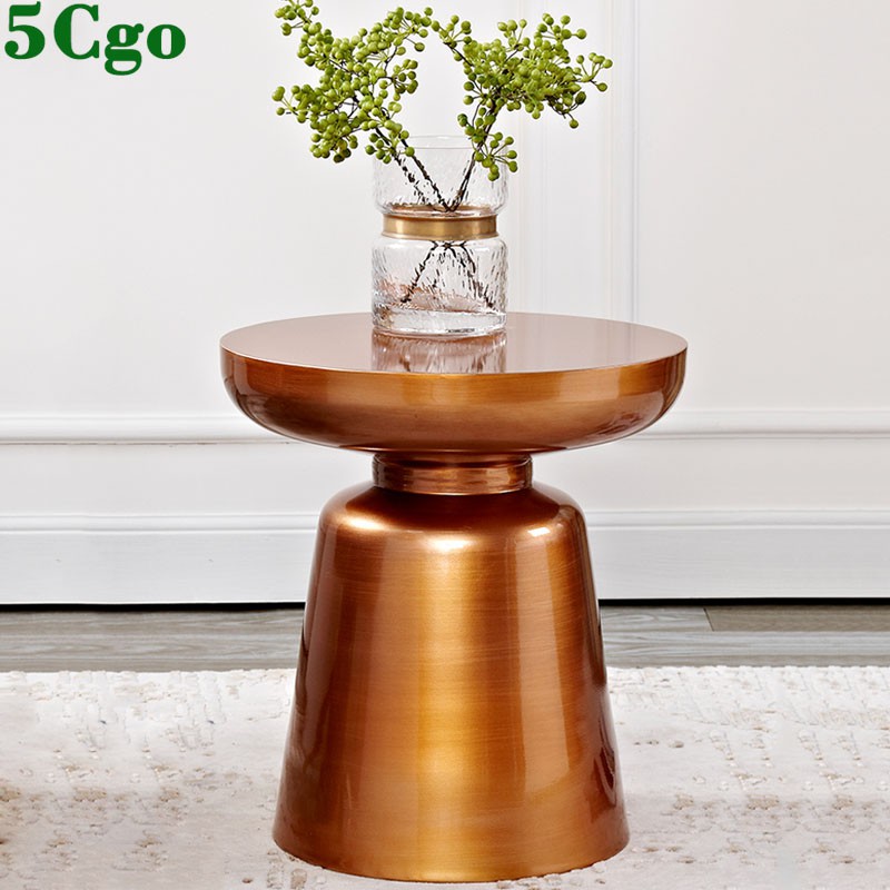 5Cgo客製化北歐輕奢沙發邊幾圓形小圓桌茶幾現代簡約金色青銅色角幾金屬床頭櫃t45696276207