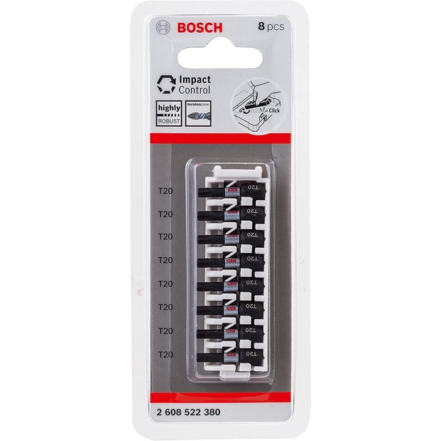 "電筒魔" 德國 BOSCH 原廠 T20 25mm 8件 高扭力起子頭組 ( 2608522380 )