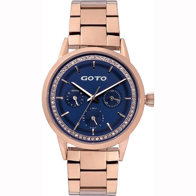 GOTO 065系列時尚手錶-IP玫x藍