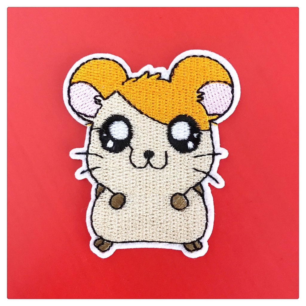 動畫 哈姆太郎可愛卡通黃金鼠 1個裝布貼臂章燙可熨燙刺繡布貼徽章補丁燙貼布熨燙布貼 斐爾特 蝦皮購物
