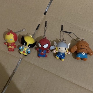 展示品 出清 marvel x 全家 聯名 鐳射公仔 五隻一套 蜘蛛人 鋼鐵人 雷神索爾 金鋼狼 驚奇四超人 石頭人