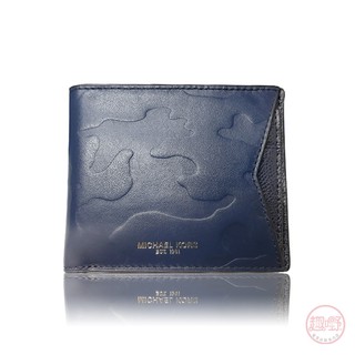 免運優惠 MICHAEL KORS 深藍壓紋短夾 男士短夾 專櫃精品代購 附購買證明 短夾 名片夾