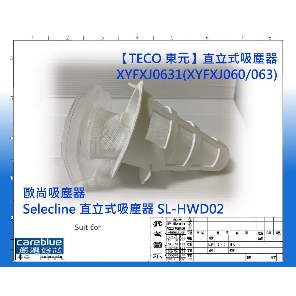 濾網 現貨 適用 TECO 東元 直立式吸塵器 XYFXJ060