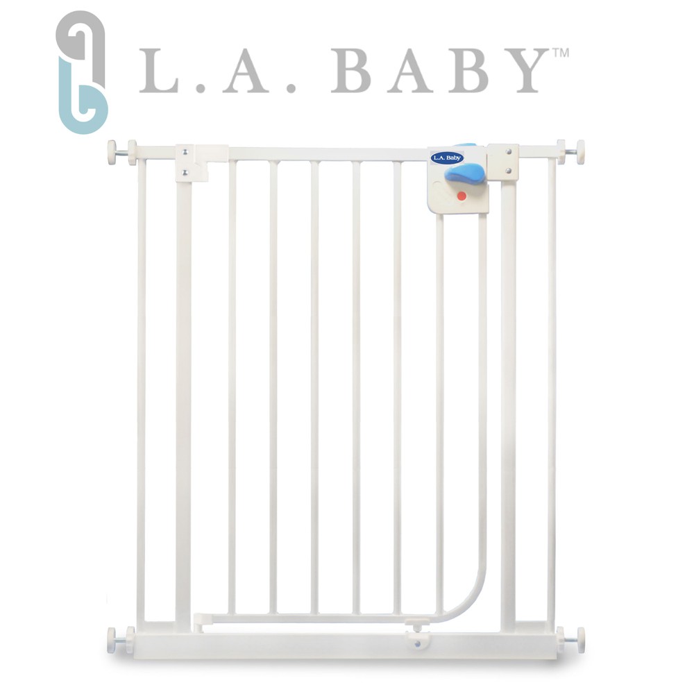 【 L.A. Baby】加高加寬-安全自動上鎖幼兒鐵圍欄/門欄 / 寵物柵欄(贈兩片延伸件)