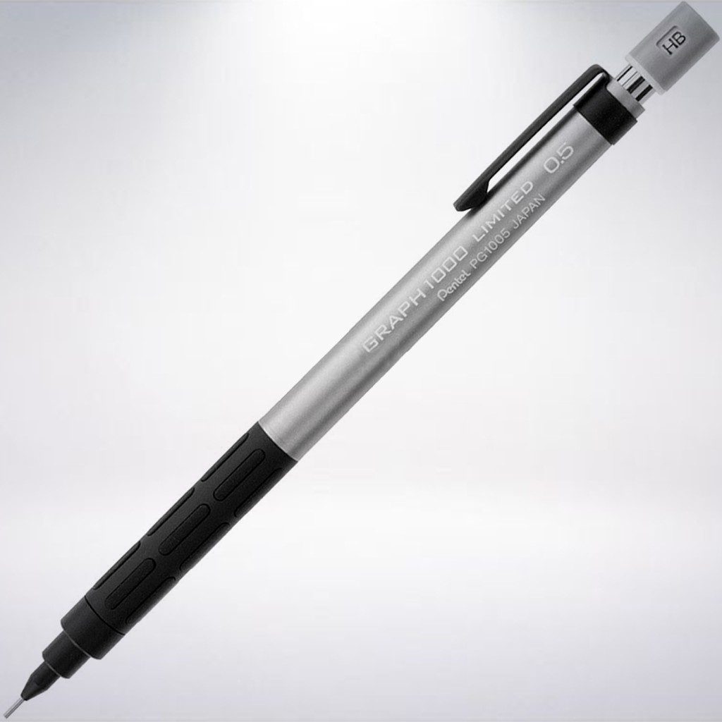 日本 飛龍文具 Pentel GRAPH 1000 限定版製圖自動鉛筆: 黑銀色