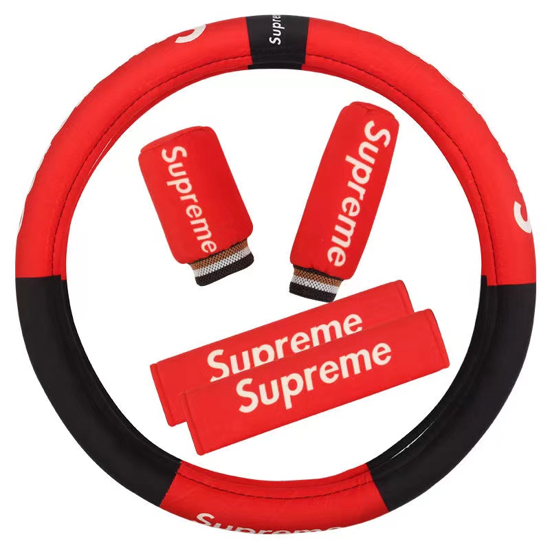 潮牌 個性 supreme 手剎 檔位套 排擋套 檔杆套裝 汽車套飾 護肩套 方向盤把套 汽車全套用品 汽車內飾 汽車裝