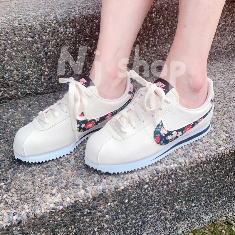Nike Cortez 阿甘鞋 女鞋 休閒鞋 花卉 花花 BQ5297100 米白色 米色