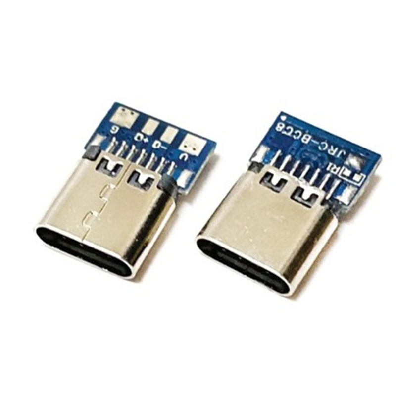 Pcf* 2x 迷你 USB Type-C 連接器 16 針母焊接插孔插座 180 度 USB 插孔插座,用於數據傳輸