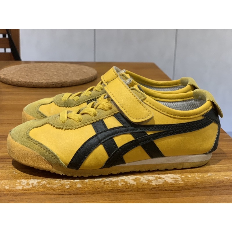 二手鬼塚虎 onitsuka tiger 黃色童鞋17.5cm，購自日本