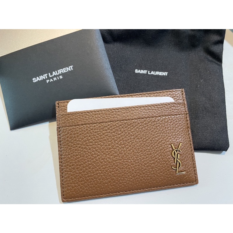 YSL 聖羅蘭Saint Laurent CASSANDRE CARD CASE 卡片夾 卡夾 名片夾 棕色