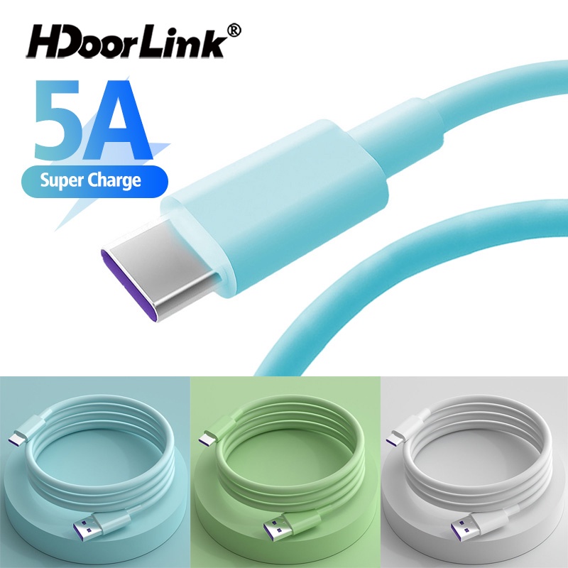 Hdoorlink 5A C 型充電數據線液體矽膠 USB C 線 40W 超級線適用於三星華為小米