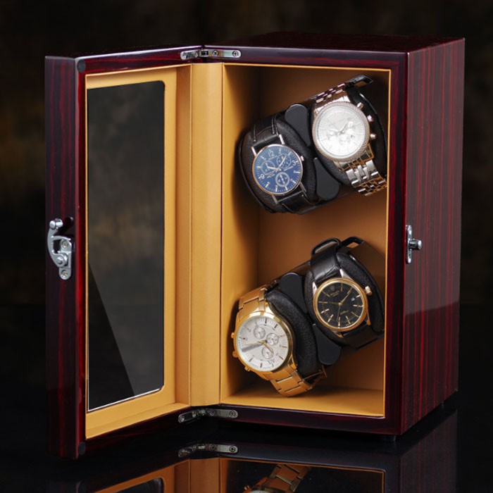 5Cgo批發. 德國搖表器實木轉表器手錶自動上鏈盒立式手錶盒收藏盒晃錶器-黑檀木立式4錶位t577550142704