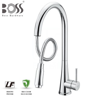 領券送蝦幣《BOSS》D-00211 無鉛廚房伸縮龍頭 下抽拉式 立式 檯面 廚房水龍頭 日本進口陶瓷閥芯 臺灣製造