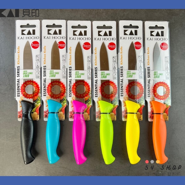 【54SHOP】貝印 KAI 尖頭水果刀12cm  廚房用刀 鋸齒水果刀 番茄刀 HACCP多色系列