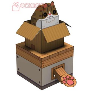 可動 紙箱貓 立體紙模型 手工DIY 3D 摺紙 折紙 紙製品 貓咪 貓
