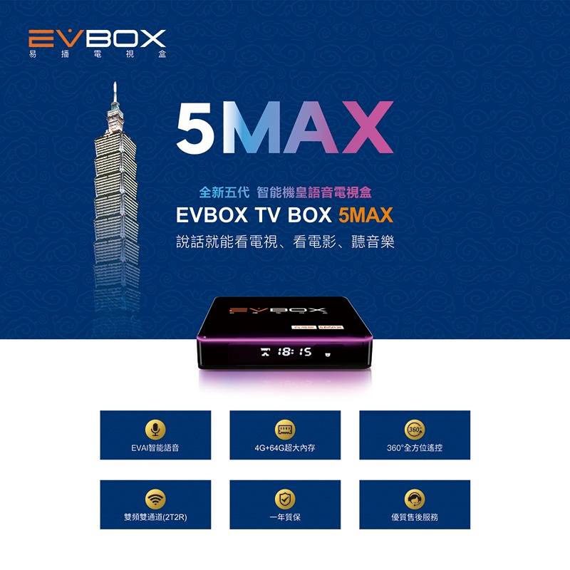 全新公司貨 現貨 EVBOX 易播盒子 5MAX 易播五代 易播語音機皇 4G+64G大容量 純淨版 追劇必備
