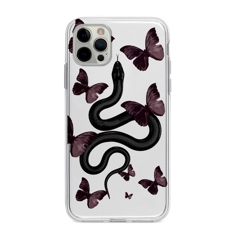 個性暗黑蝴蝶與蛇適用iphone14/12promax軟xsmax蘋果8plus手機殼