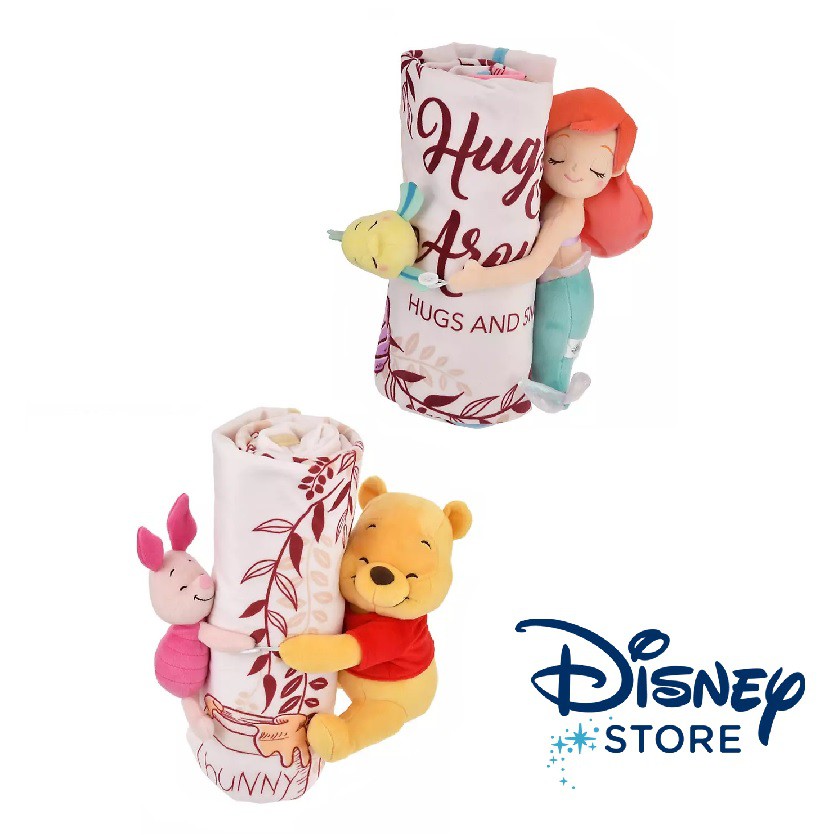 【彩購屋】現貨 Disney 日本迪士尼商店 小美人魚 小比目魚 小熊維尼 小豬 娃娃毛毯 毛毯 毯子 懶人毯 蓋毯