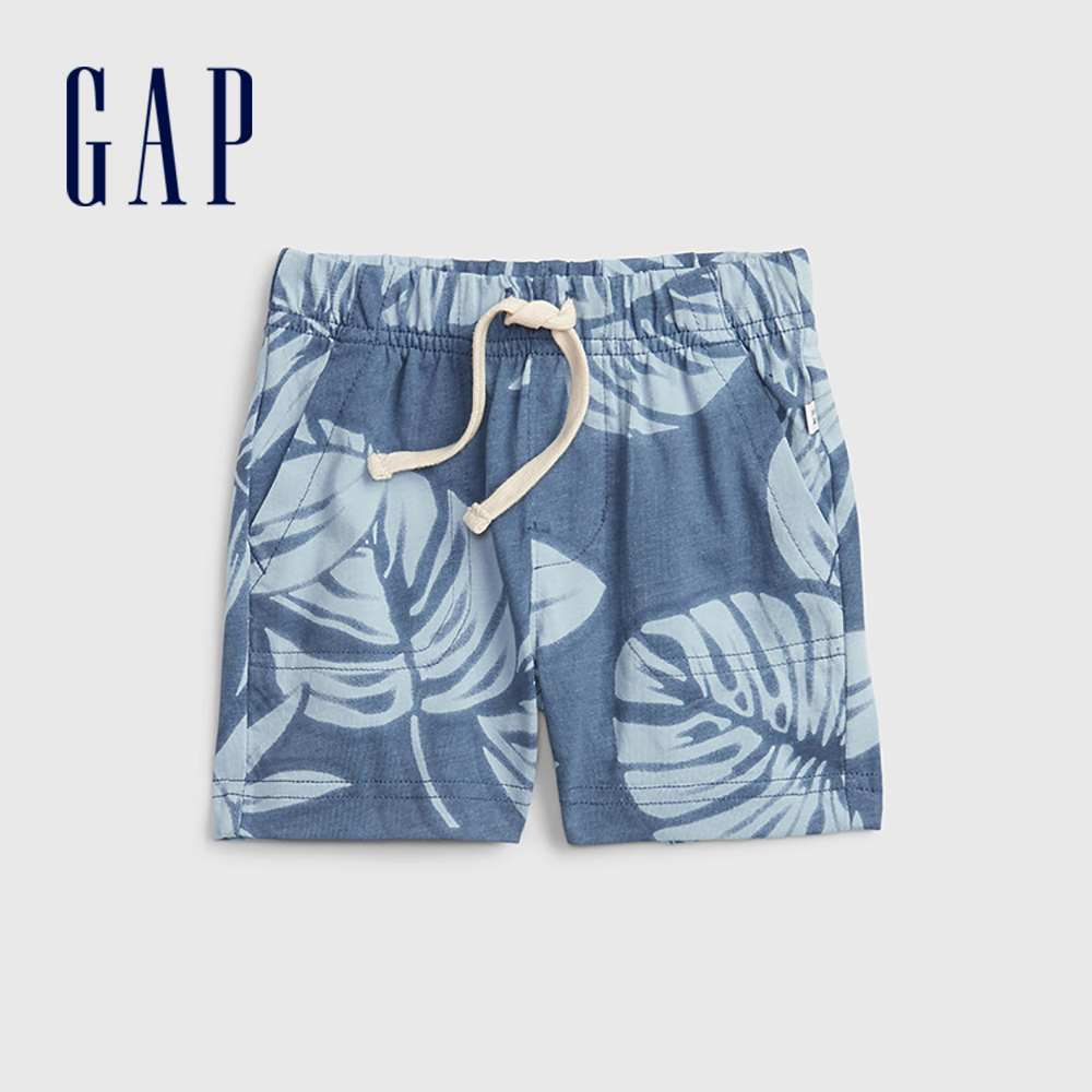 Gap 嬰兒裝 清新印花寬鬆短褲 布萊納系列-藍色印花(691237)